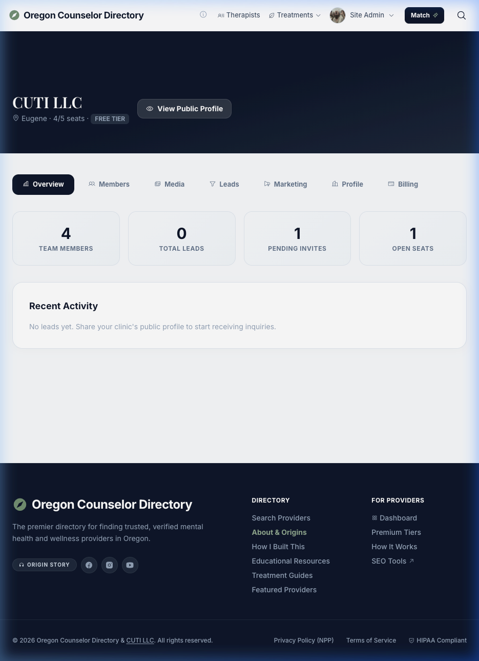 Clinic Administrator Dashboard